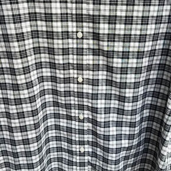 Chaps Black White Plaid Cotton No Iron Button Down Shirt size XL - Picture 4 of 7